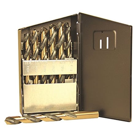 Viking Norseman Drill 135-Deg Split Pt 3/8" Jobber Length Steel Twist Drill Bit Set 25-Pc 58660